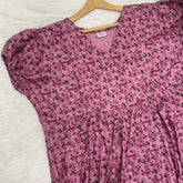 Frock Feeding Nighty, Free Size, Ankle Length, Tie-Up, Puff Sleeve Sleepwear in Softest Cotton Fabric (Bra Size 34"-38" | 50”-52″ length)